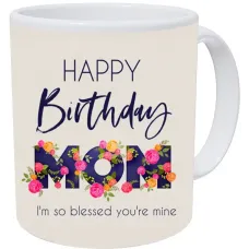 blinkNshop Happy Birthday Mom Printed Ceramic Ceramic Coffee Mug  (325 ml)