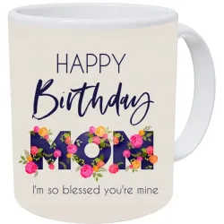 blinkNshop Happy Birthday Mom Printed Ceramic Ceramic Coffee Mug  (325 ml)