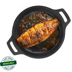 The Indus Valley Pre- Seasoned Cast Iron Fish Fry Pan With Double Handle